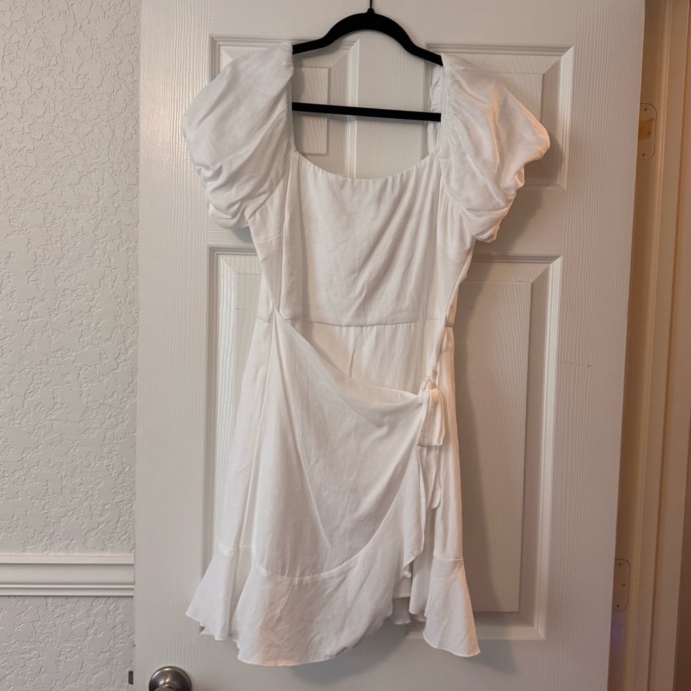 Matix Clothing Company White Mini Dress with Puff Sleeves